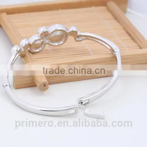 Fashion Silver Plated With Crystal Round Charms Bracelets Bangles Wedding Jewelry thumbnail-6