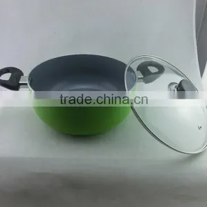 Elegant Aluminum Non Stick Coating Pressed/Forged Caldero With Two Ears and Glass Lid thumbnail-2