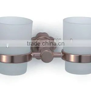 Wall-mounted Frosted Glass Tooth Cup With Alumimum Shelf thumbnail-1