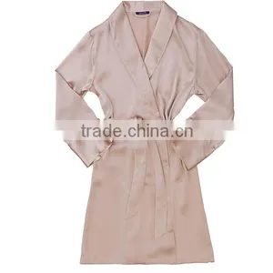 Wholesale Cheap Oem China Factory Long Sleeve Women Elengant 100% Pure Silk Sleep Robe thumbnail-1