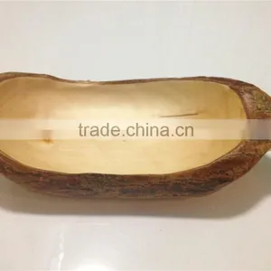 2016 Natural Wholesale Cheap Solid Wood Candy Plate Fruit Plate With Tree Bark thumbnail-1