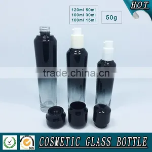 Black Colored Empty Cosmetic Packaging Glass Bottles and Jars thumbnail-2