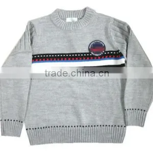 Light Grey Heather High Quality Pullover Children Knit Sweater thumbnail-1