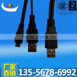 2 in 1 USB A Male to USB 2.0 A Male to Micro Usb Male Mobile Phone Charging Cable thumbnail-1