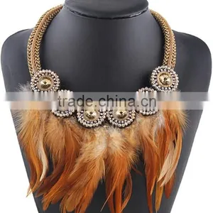 Factory Handmade New Fashion Design Real Feather Necklace for Women thumbnail-3