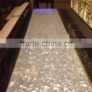 Polished White Mother of Pearl Shell Mosaic Tile for Table Top thumbnail-1