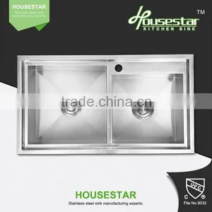 Modern Kitchen Designs Housestar Sink 304 Stainless Steel Kitchen Sink Handmade R15 Corner Basin for Washing With Grid R15-3118 thumbnail-3