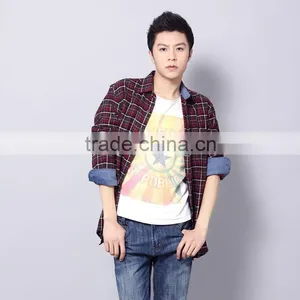 Latest Pure Cotton City Leisure Long Sleeve Fashion Casual Classic Plaid Shirts for Men thumbnail-1