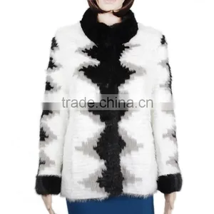 High Quality Fashion Mink Fur Coats Striped Mink Fur Coat KZ150099 thumbnail-1