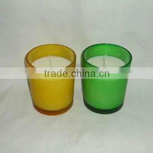 Scented Soy Candle in Yellow & Green Glass Jar for Christmas thumbnail-1