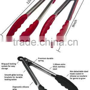 OEM FDA Multiple Different Size 7 Inch & 9 Inch Silicone BBQ Tongs thumbnail-1