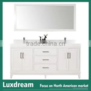 60'' Bathroom Vanity Cabinet With White Carrara Marble Top thumbnail-1