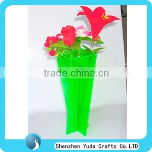 Bright Green Acrylic Flower Vase Plexiglass Stand Up Flower Home Vase thumbnail-1