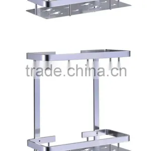 Unique Aluminium Bathroom Corner Shelf With Bar and Bathroom 2 Tier Aluminium Wall Mounted Corner Shelf thumbnail-1
