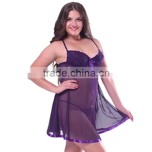 Plus Size See Through Women Underwear Padded Bra Lingerie Dress thumbnail-1