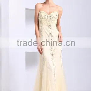 Off Shoulder Backless Sexy Elegant Lace Ivory Long Beaded Fashion Evening Dress thumbnail-2
