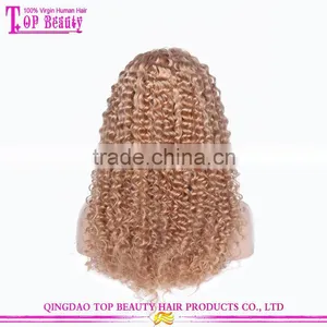 180% Density Blonde Curly Wigs Human Hair Afro Lace Front Wigs Kinky Curly For White Women thumbnail-5