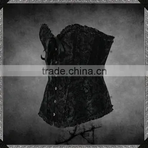 2014 New Fashion Gothic Black Steel Bone Gorgeous Overbust Corset 7398 thumbnail-2