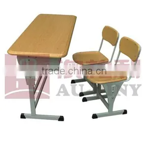 (Furniture)Cheap Adjustable Double School Desk and School Chair ,school Furniture /classroom Furniture/table thumbnail-1