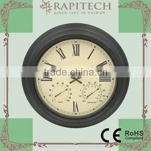 18 Inch Built in Thermometer And Hygrometer Garden Metal Outdoor Clock thumbnail-1