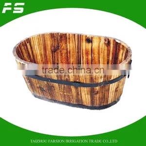 Oval Outdoor Decoration Wood Planter Wood Garden Planter Pot thumbnail-1
