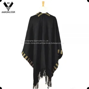 High Quality Fashion Woven Poncho With Fringes thumbnail-1