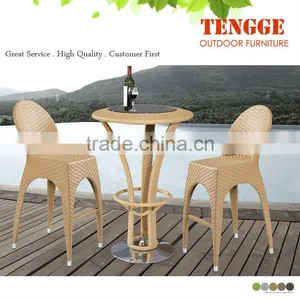 3 Pieces Strong Weaving Aluminium Furniture Modern Bar Sets thumbnail-2