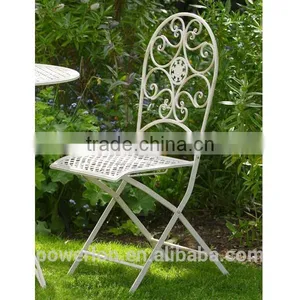 Wrought Iron Folding Chair Anti White Color Vintage Style thumbnail-4