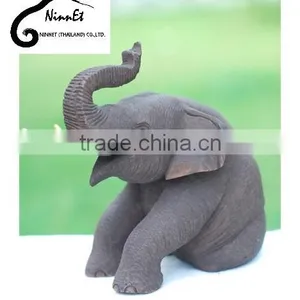 Wood Carved Elephant From Thailand thumbnail-2