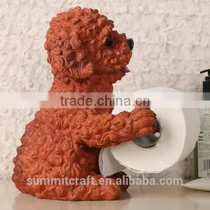Artificial Cute Poodle Resin Animal Standing Toilet Paper Holder thumbnail-3
