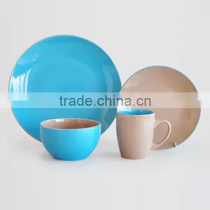 16pcs Ceramic Dinnerware Set With Two Tone Solid Color thumbnail-2