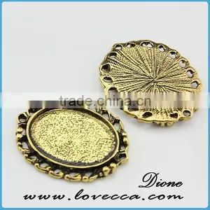 Various Color Plating Zinc Alloy Setting ,alloy Pendant Base for Cabochons,fashion Necklace Pendant Tray thumbnail-1