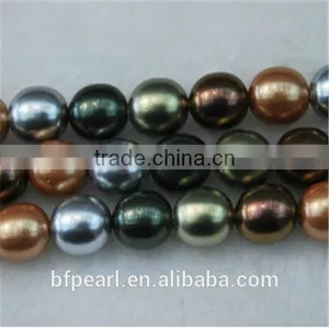 Pearl Jewelry 16" 11-14mm Multicolor Egg Shape Loose Shell Pearls Beads thumbnail-1