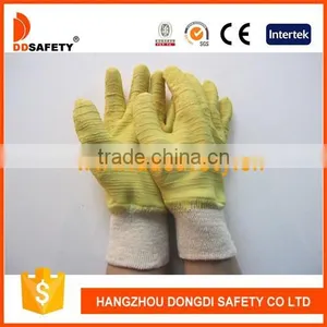 DDSAFETY 2017 Cotton Glove With Yellow Latex Coated Safety Working Glove thumbnail-1