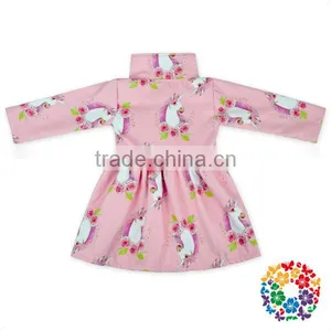 2017 New Pink Color Unicorn Prints Little Girls Coats Jackets High Collar Warm Cotton Kids Winter Jackets Whloesale Baby Jacket thumbnail-3