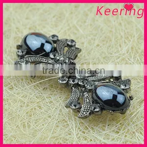 Fashionable Wholesale Shiny Black Rhinestone Metal Button WBK-1497 thumbnail-2