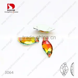 Leaf Shape k5 Crystal Sew on Stones With Silver Plated/foiled Flat Back thumbnail-1