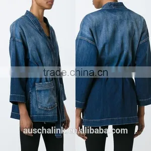 Hot Sale Unique Design Lady Denim Kimono Style Jackets for Sale thumbnail-6
