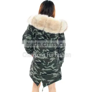 CX-G-P-08D 2016 Hot Sale Wholesale Winter Coat Real Rabbit Fur Lining Fox Fur Collar Parka For Women thumbnail-2