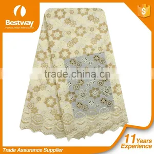 100% Cotton Swiss Voile Dry Lace Fabric With Embroidery/ Swiss Voile Lace in Switzerland for Garment SL0409-7 thumbnail-1