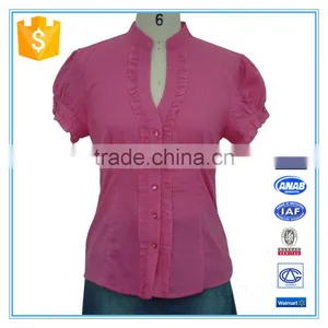 Ladies Fashion Shirt Ruffle Design Women Tops Cotton Blouse thumbnail-1
