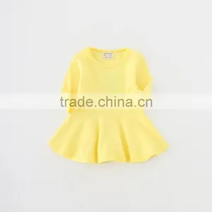 Wholesale Baby Girl Spring Dress Solid Color Long Sleeve Dress Winter Girls Plain Cotton Dresses thumbnail-1
