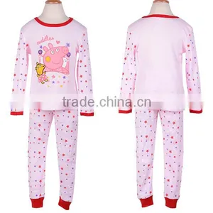 New Pink Cartoon Pig Printing Children's Baby Girls Long Sleeve Pajamas Sleepwears Suits SV004461 thumbnail-1