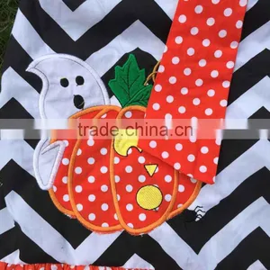 2015 New Arrival Girl Pumpkin Dress Kids Boutique Dress Halloween Dress Chervon Dress With Necklace and Bow thumbnail-2