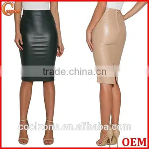 Fashion Faux Leather Skirts Design Wholesale Women Midi Skirt thumbnail-1