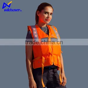 LED Flashing Orange Pool Boating Swimming Surfing Adult Life Vest thumbnail-2