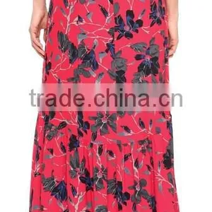 2016 Designed for Fashion Women Trumpet Hem Printed Slit Skirt Ladies'maxi Skirt OEM thumbnail-3
