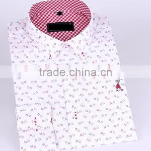 2017 Latest Men's Long Sleeve Button-down Collar Slim Fit Shirt With Contrast Collar and Cuff thumbnail-1