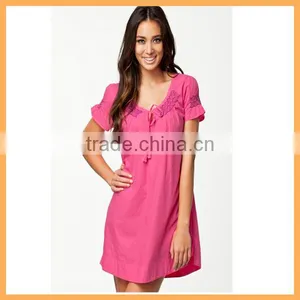 Short Sleeve Cotton Designer Tunic Dress thumbnail-1
