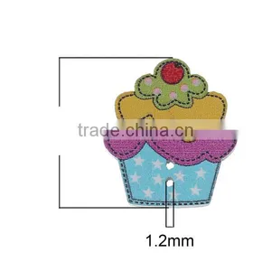 Scrapbooking Cupcake At Random Two Holes Wood Sewing Button For Child thumbnail-2